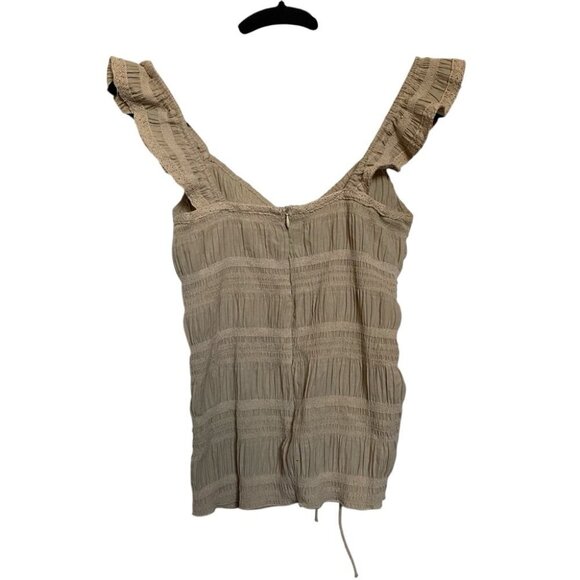 Women's Tan Ruffle Sleeve Top Size Small - Picture 2 of 4